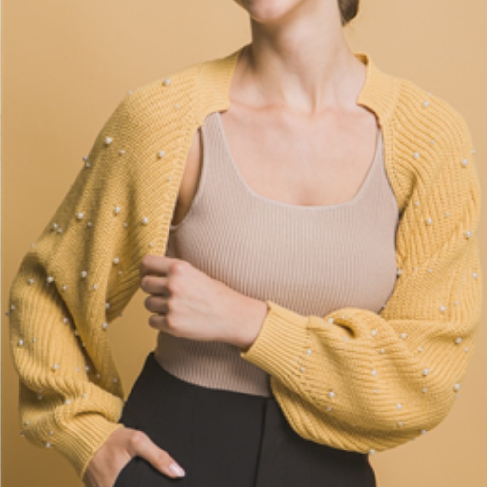 Love Tree Yellow Pearl-Embellished Shrug